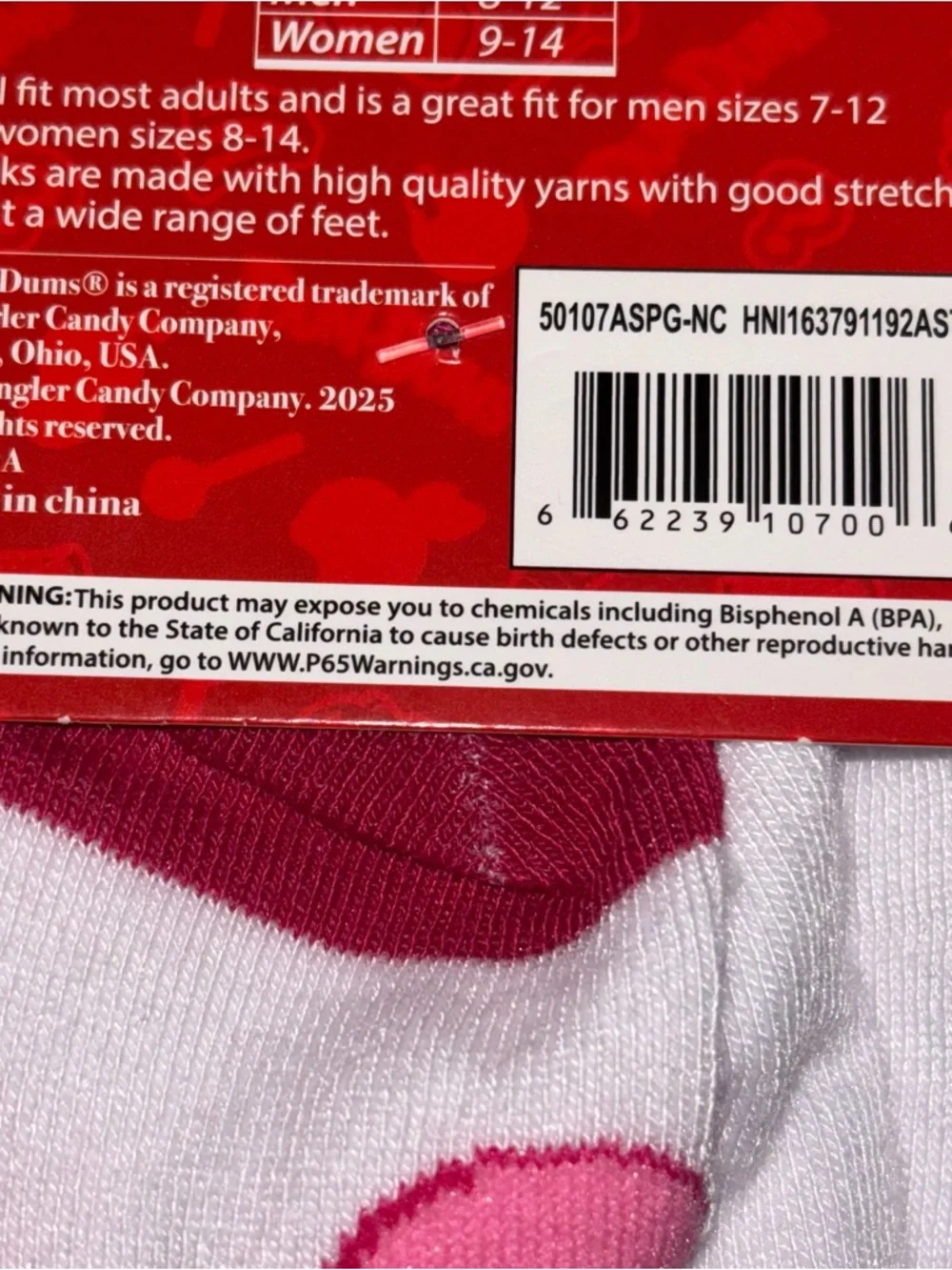 Dum Dums Novelty yCandy Crew Socks - White & Red with Pink Accents